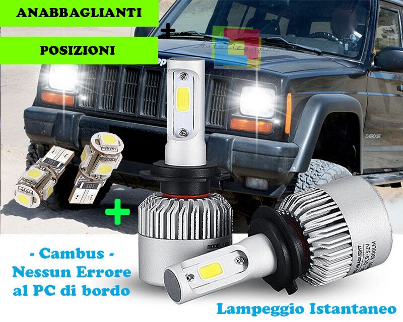 HIGH BEAM LOW BEAM + POSITIONS LED JEEP CHEROKEE XJ CREE