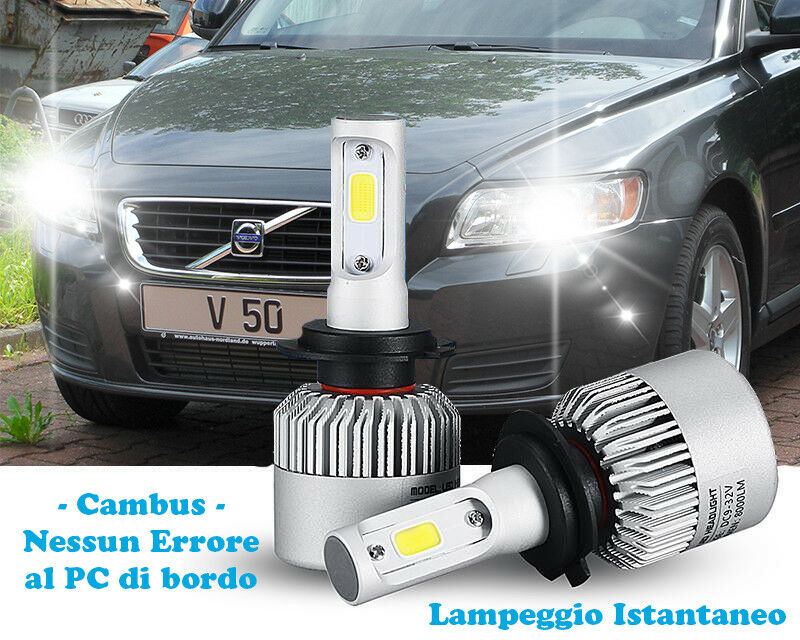 LAMPADE ANABBAGLIANTI LED VOLVO V50 2004-2010 LAMPEGGIO ISTANTANEO 6000K