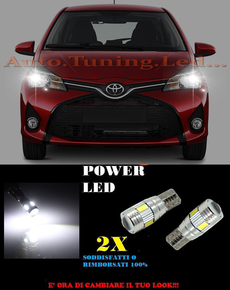 LUCI POSIZIONE TOYOTA YARIS MK3 2013+ CANBUS T10 BIANCO 6 LED W5W SUPER QUALITA