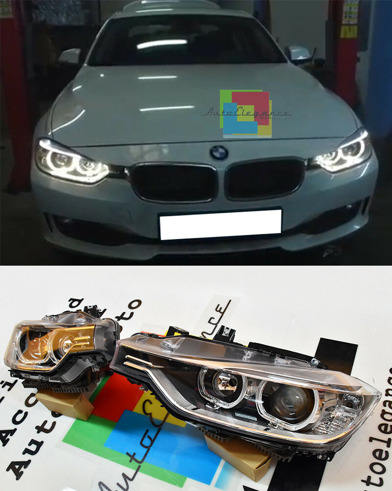 BMW SERIE 3 F30 F31 2011+ FARI ANTERIORI ANGEL EYES LED FANALI ALOGENO H7 AUTOELEGANCERICAMBI