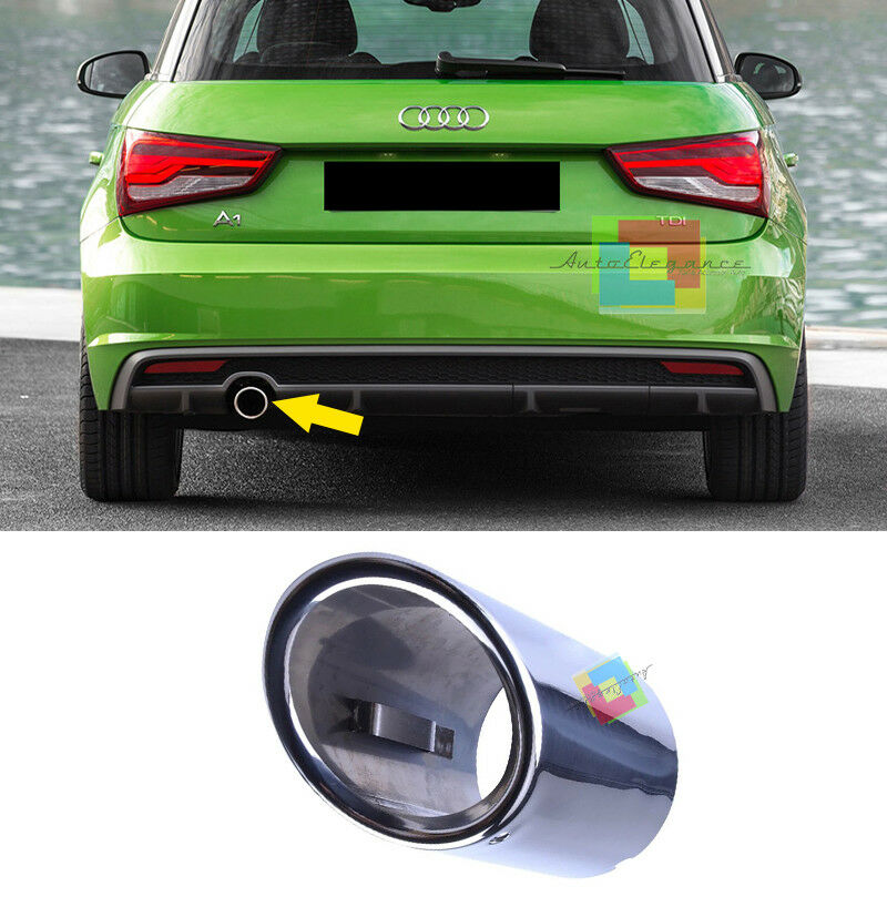 AUDI A1 8X + SPORTBACK TERMINALE DI SCARICO SINGOLO CROMATO ACCIAIO INOX AUTOELEGANCERICAMBI