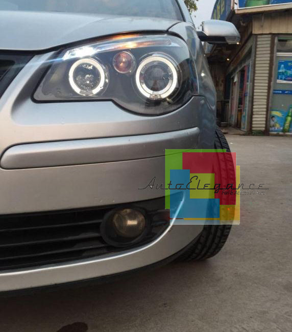 VW POLO 9N3 2005-2009 CHROME HEADLIGHTS ANGEL EYES LENTICULAR H1 / H1