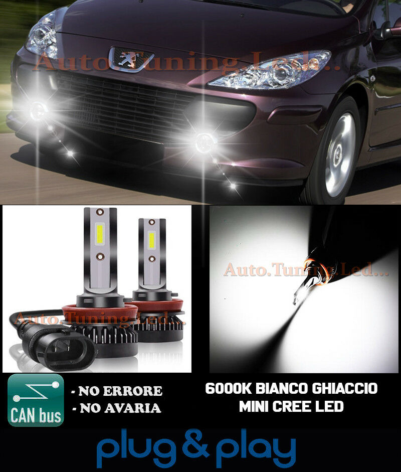 CREE LED FOG LIGHTS PEUGEOT 307 CAMBUS ICE WHITE 8000LM