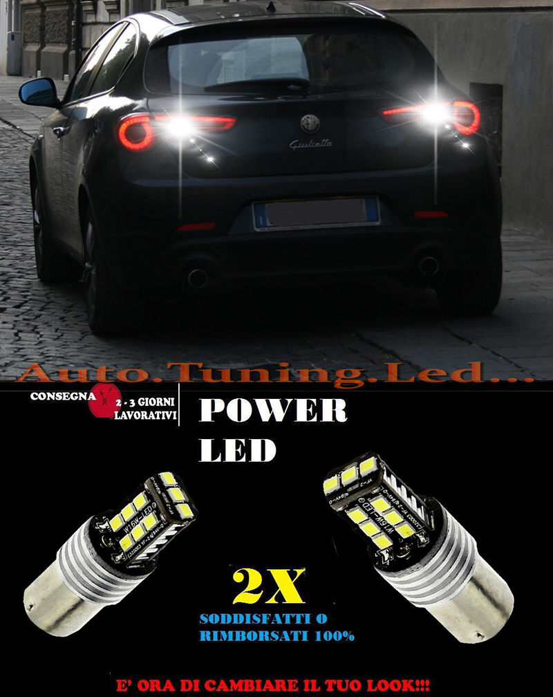 ALFA ROMEO GIULIETTA 6000K LAMPADE RETROMARCIA A LED P21W BA15 +SILURO AUTOELEGANCERICAMBI