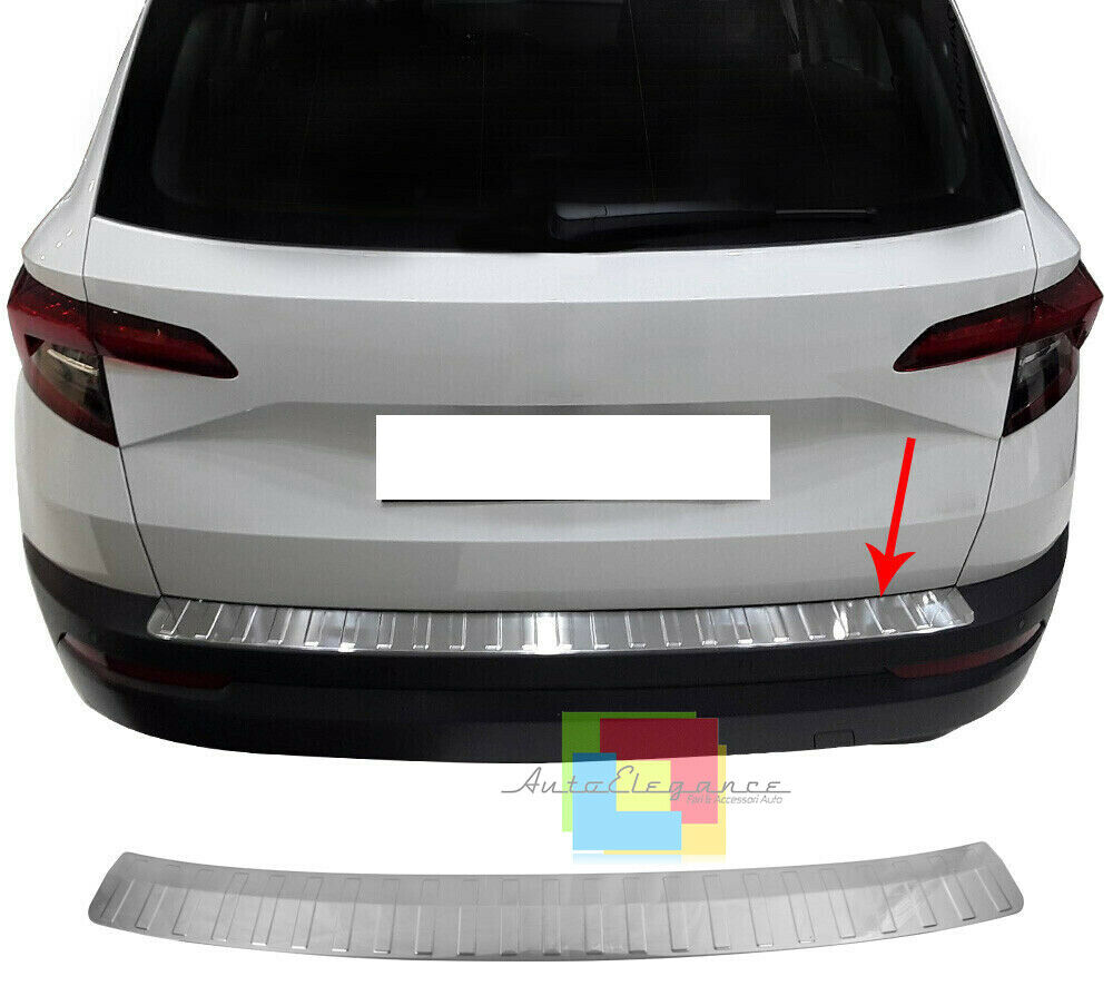 PIASTRA CROMATA PORTELLONE COFANO POSTERIORE SKODA KAROQ 2017+ ACCIAIO INOX