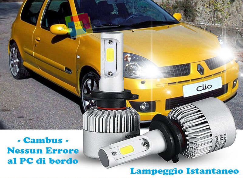LAMPADE ABBAGLIANTI LED RENAULT CLIO 1998-2003 LAMPEGGIO ISTANTANEO 6000K
