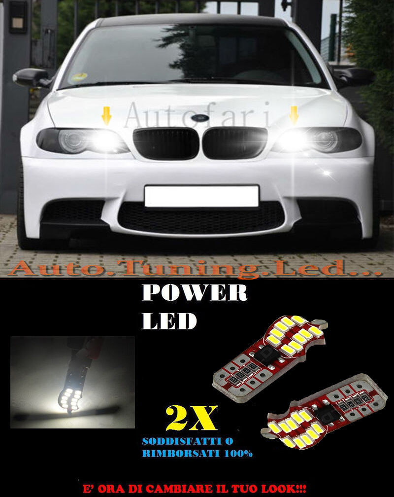 LUCI POSIZIONE BMW SERIE 3 E46 01-07 CANBUS T10 BIANCO 20 LED SUPER QUALITA
