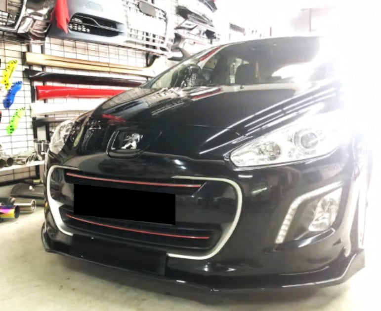 PEUGEOT 308 MK1 FRONT BUMPER BLADE SPORT ABS BLACK LIP SPOILER
