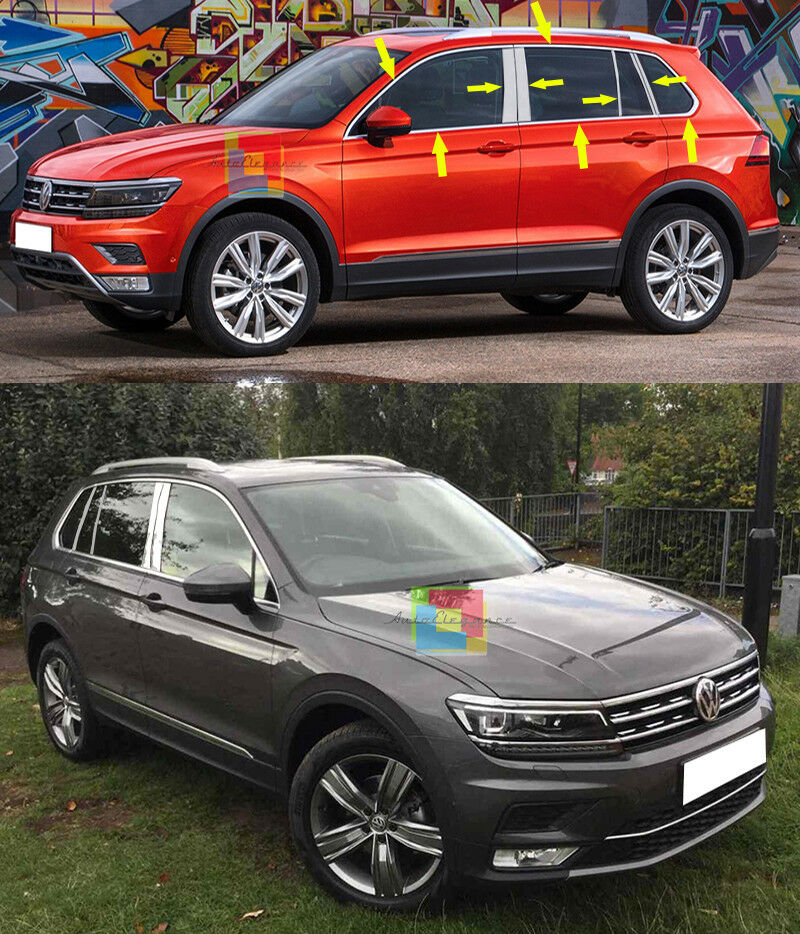 CORNICE FINESTRINI CROMATA VW TIGUAN 2017 IN POI - MODANATURE ADESIVE ACCIAIO AUTOELEGANCERICAMBI