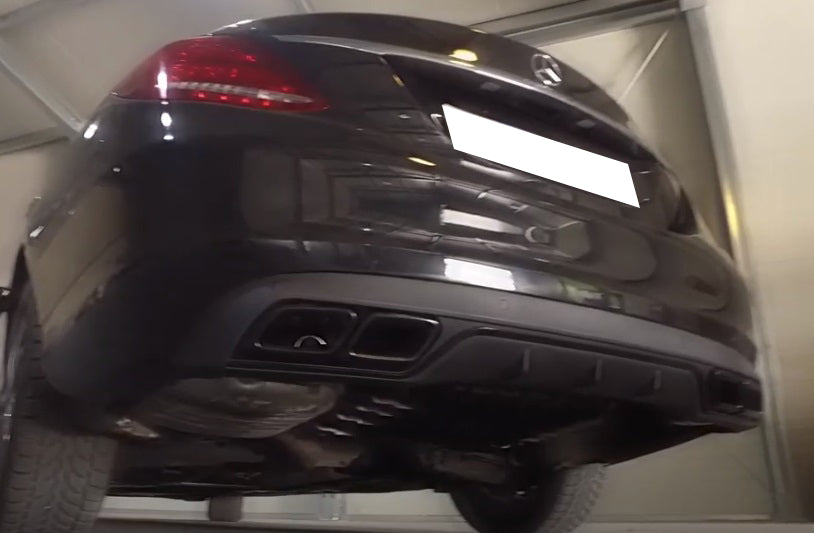 MERCEDES C W205 S205 2014-2018 REAR DIFFUSER ABS TIPPER STAINLESS STEEL AMG BLACK