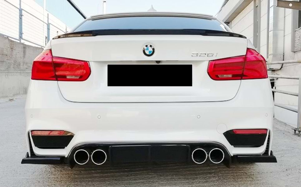BMW 3 SERIES F30 M3 REAR DIFFUSER UNDER BUMPER BLACK + SIDE SPLITTER 0141
