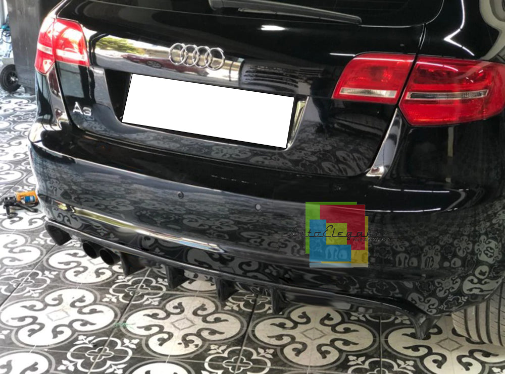 DIFFUSER FOR AUDI A3 S3 8P SPORTBACK 3 DOORS 08-12 UNDER BUMPER RS3 ABS BLACK