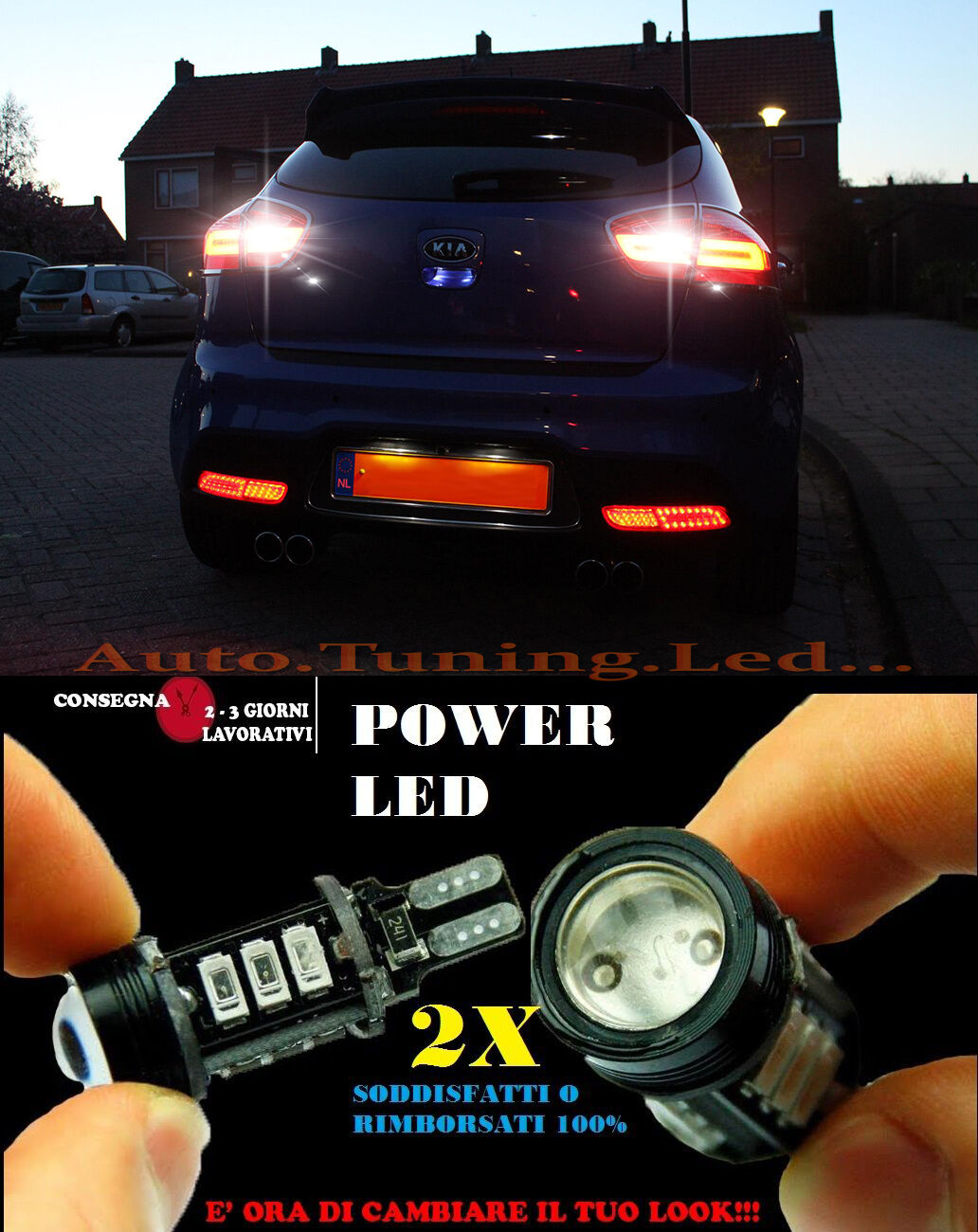 KIA RIO 6000K LAMPADE RETROMARCIA A LED T15 W16W CANBUS NO ERROR