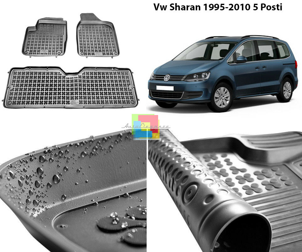 VW SHARAN 1995-2010 5 POSTI TAPPETINI AUTO IN GOMMA - TAPPETI TOP QUALITA -1