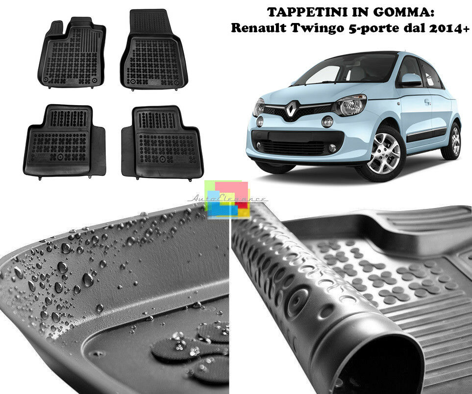 Renault Twingo 5 porte 2014+ TAPPETINI AUTO IN GOMMA - TAPPETI TOP QUALITA -1