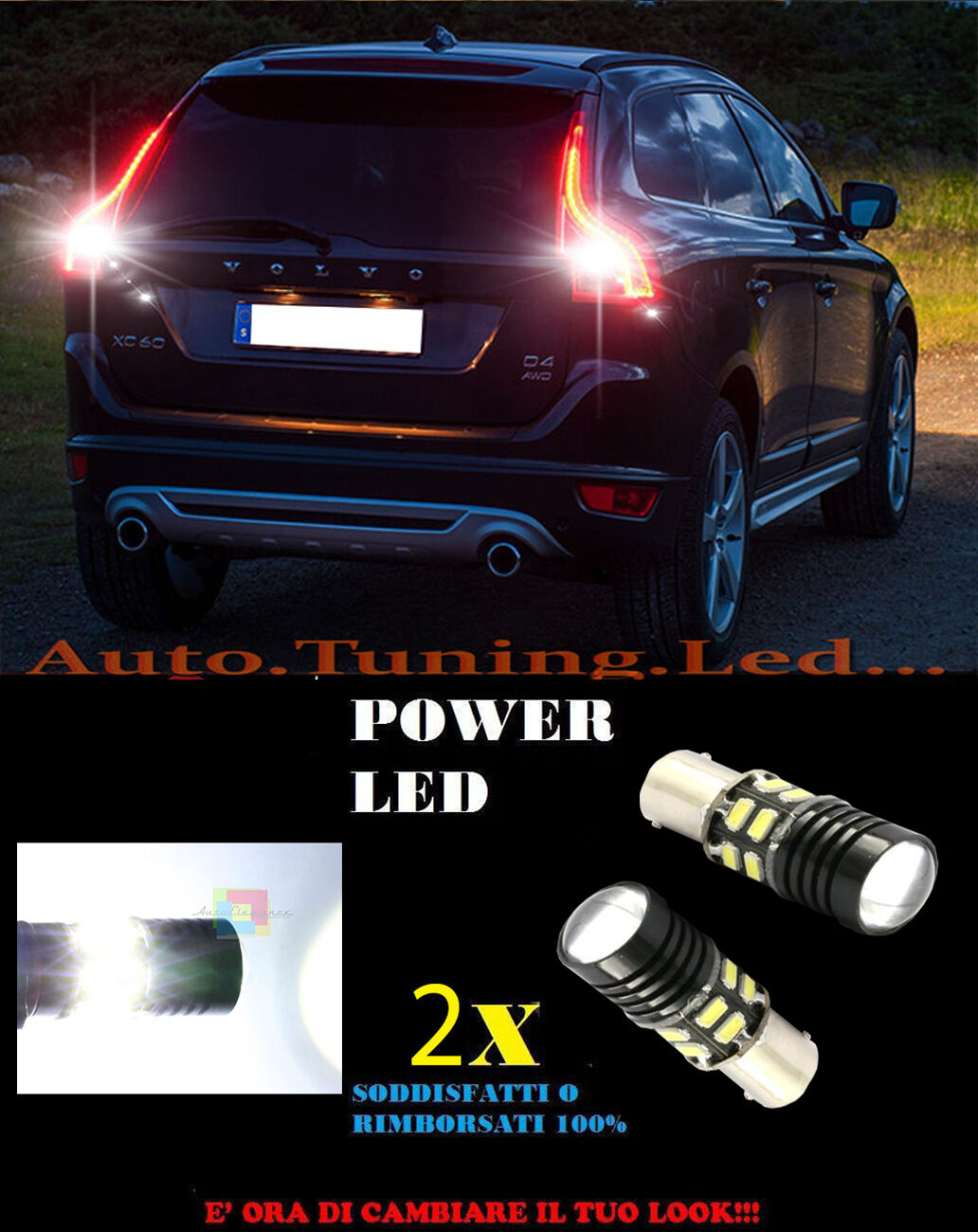 LED REVERSING LIGHTS P21W BA15 VOLVO XC60 6000K CANBUS NO ERROR