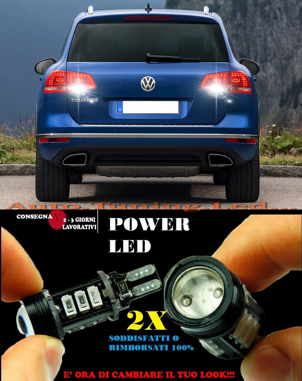 VOLKSWAGEN TOUAREG MK2 6000K LED REVERSING LIGHTS T15 W16W CANBUS NO ERROR
