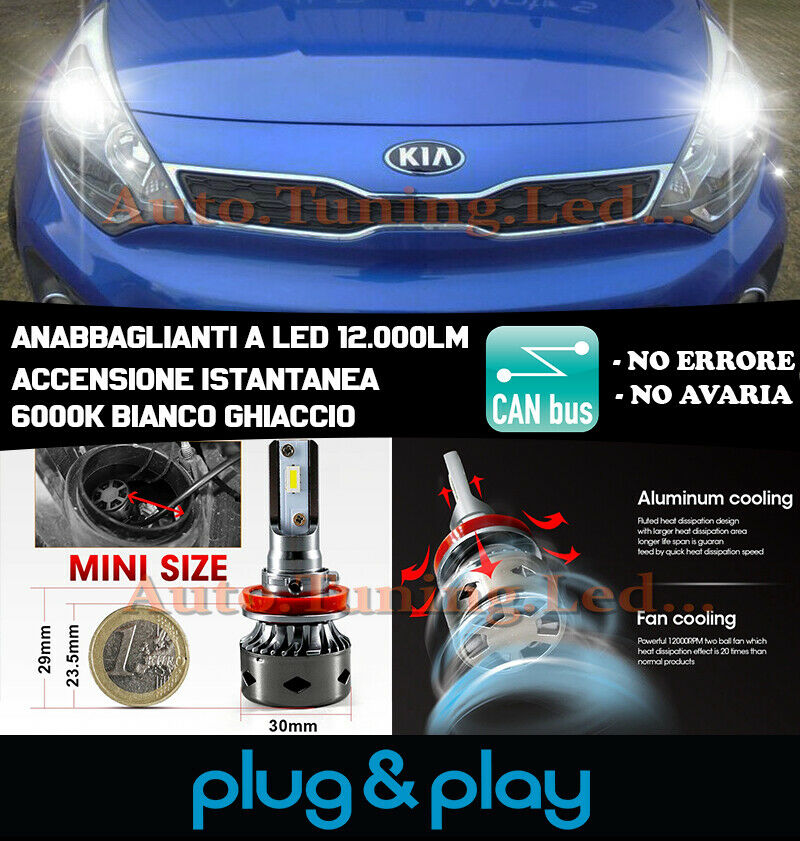 LED LOW BEAM LAMPS KIA RIO III INSTANT NO FAILURE 12.000LM