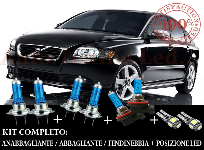 VOLVO S40 2004-2010 SET COMPLETO LAMPADE BLU XENON + POSIZIONE A LED