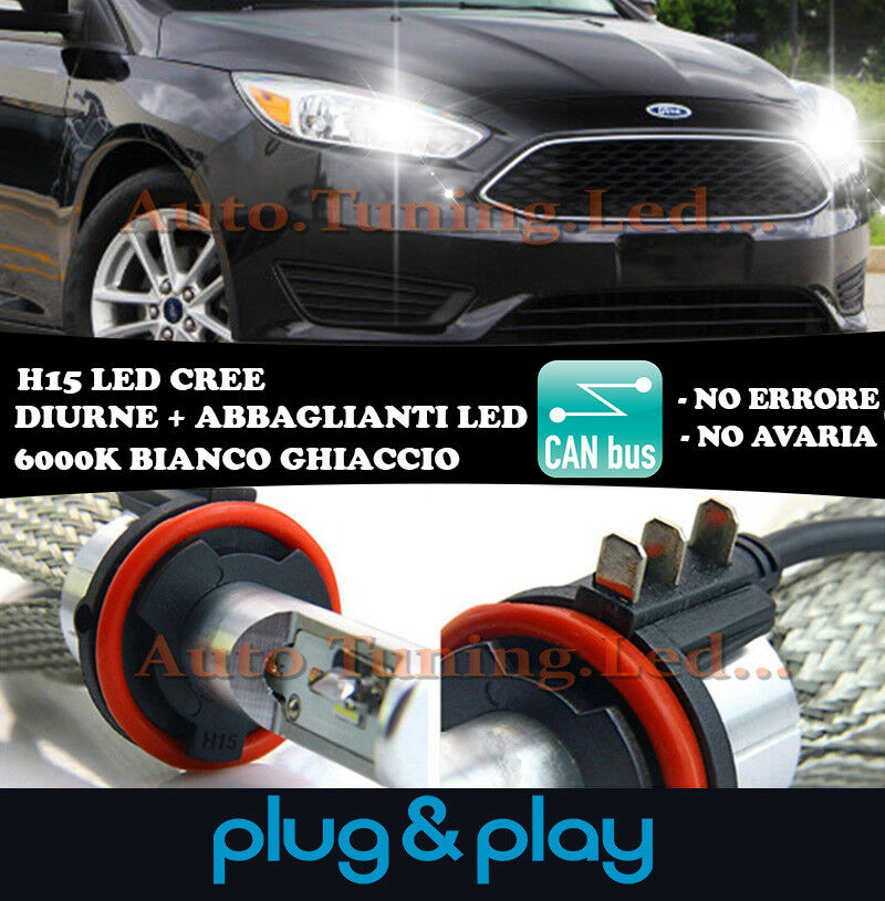 H15 LED DAYTIME HIGH BEAM LIGHTS FORD FOCUS MK3 III INSTANT CREE NO FAILURE