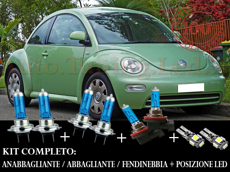 VW NEW BEETLE 1998-2010 SET COMPLETO LAMPADE BLU XENON + POSIZIONE A LED