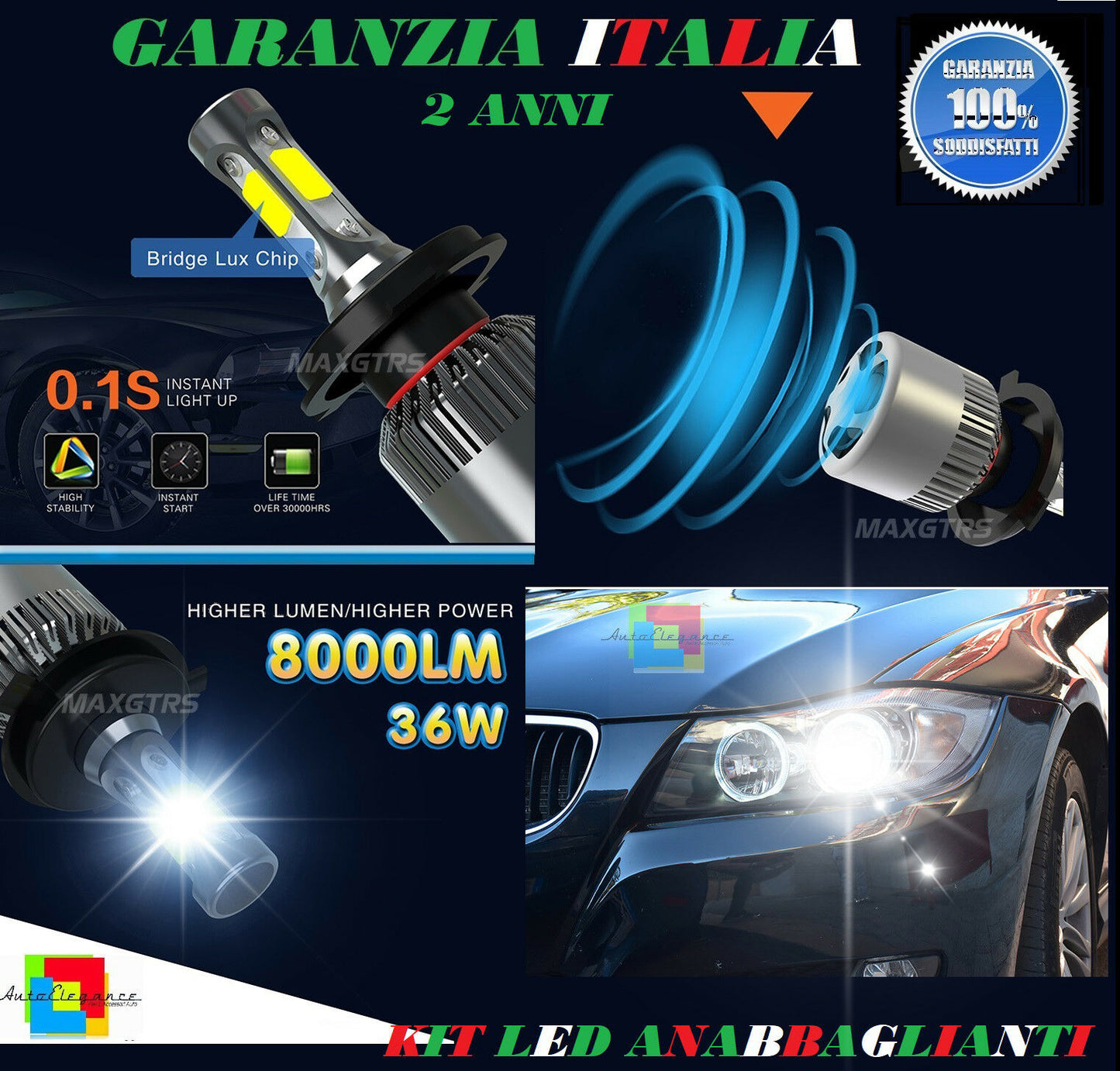 LOW BEAM BULB 36W LED BMW 3 SERIES E90 E91 INSTANT FLASH 6000K
