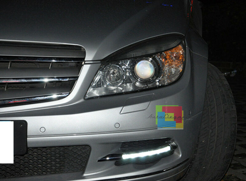 MERCEDES CLASSE C W204 07-11 GRIGLIE FENDINEBBIA LUCI DIURNE LED 6000K CAMBUS -