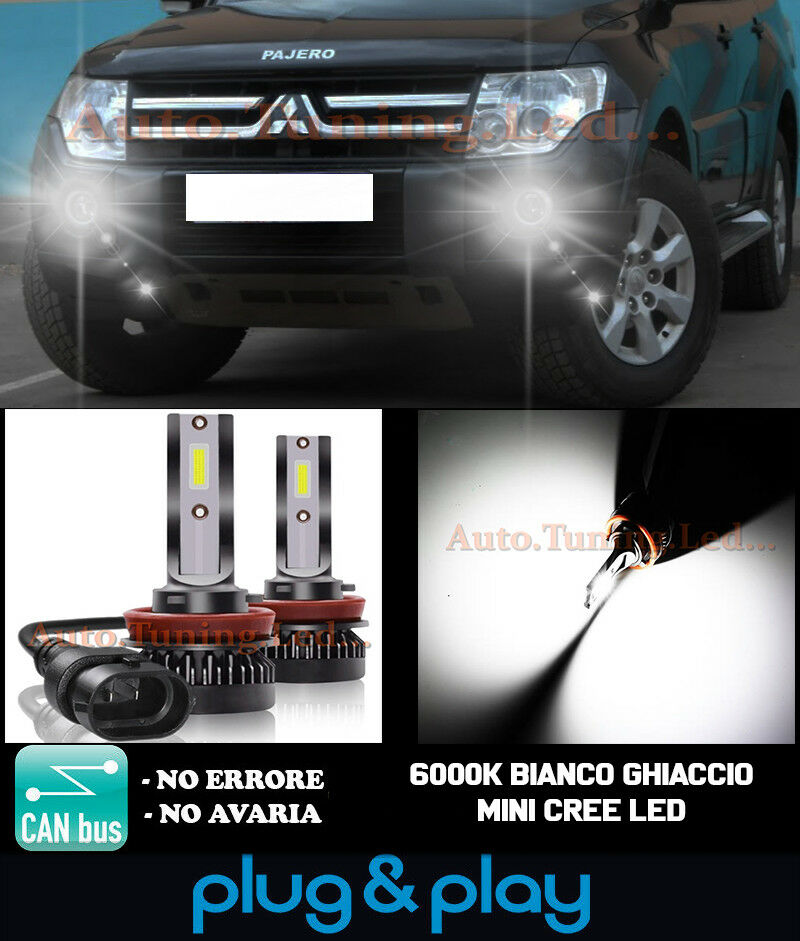 LAMPADE FENDINEBBIA A LED CREE MITSUBISHI PAJERO 4 CAMBUS BIANCO GHIACCIO 8000LM