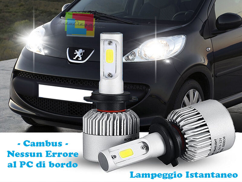 LAMPADE ABBAGLIANTI ANABBAGLIANTI LED PEUGEOT 107 2005-2010 ISTANTANEO CREE