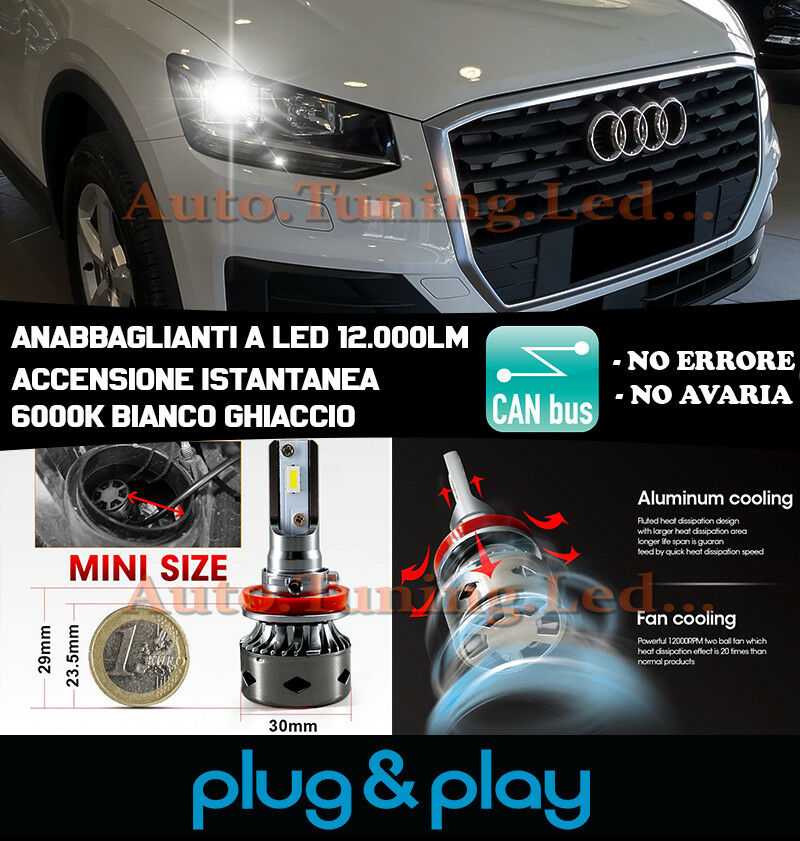 LAMPADE ANABBAGLIANTI LED AUDI Q2 ISTANTANEO NO AVARIA 12.000LM