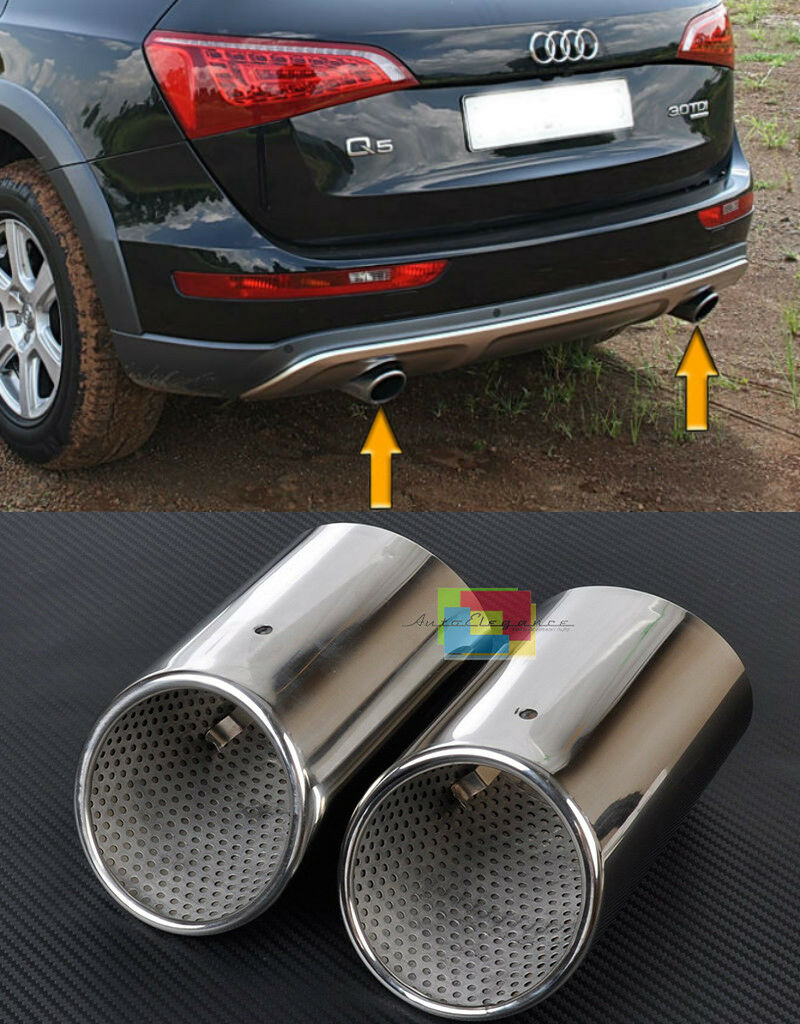 AUDI Q5 8R 2008-2016 COPPIA TERMINALI DI SCARICO CROMATI ACCIAIO INOX SLINE AUTOELEGANCERICAMBI