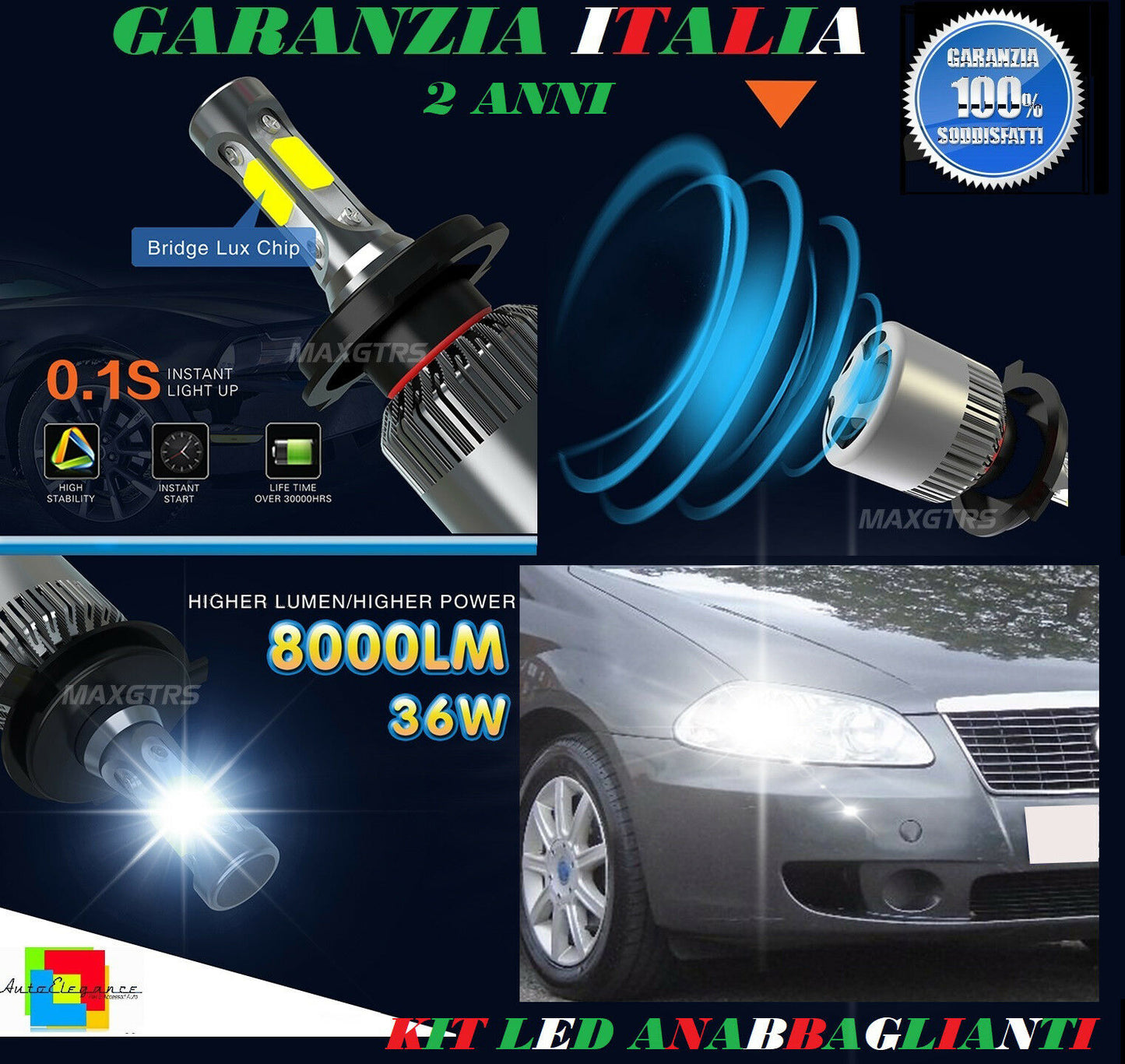LAMPADE ANABBAGLIANTI 36W LED FIAT CROMA 2005-2010 ISTANTANEO 6000K