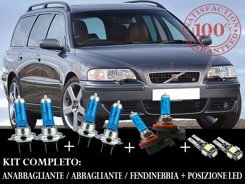 VOLVO V70 II 2000-2007 SET COMPLETO LAMPADE BLU XENON + POSIZIONE A LED