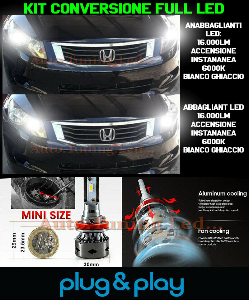 LOW BEAM + HIGH BEAM LED 16,000LM FOR HONDA ACCORD VIII