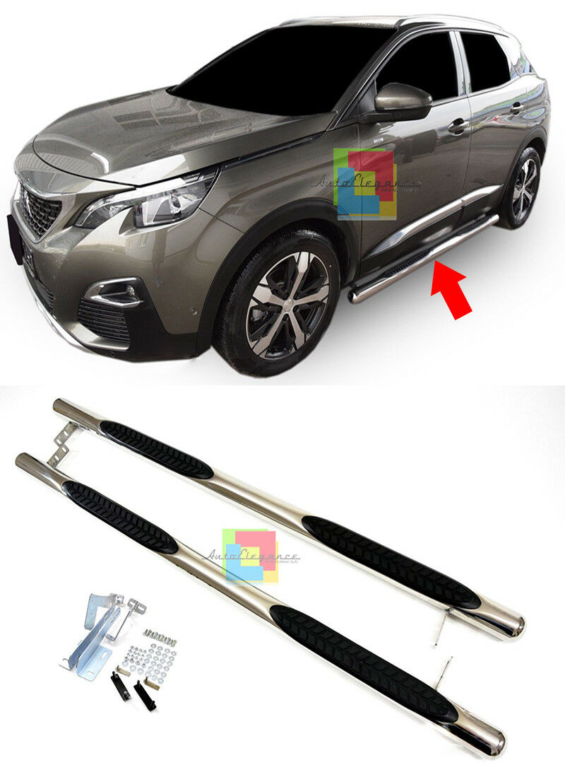 PEDANE LATERALI PEUGEOT 3008 2016+ SOTTOPORTA ANTISCIVOLO ALLUMINIO TUBOLARI
