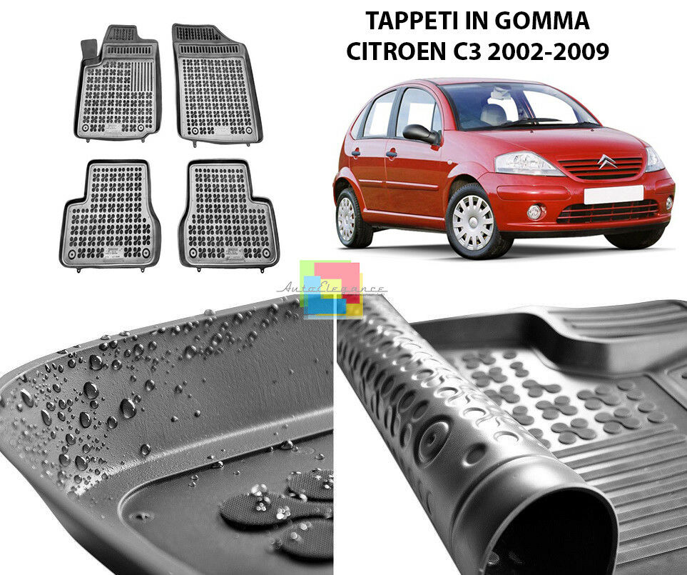 CITROEN C3 2002-2009 TAPPETINI AUTO IN GOMMA - TAPPETI TOP QUALITA -1 AUTOELEGANCERICAMBI