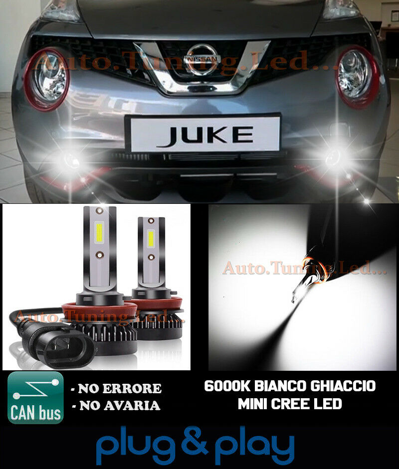 LAMPADE FENDINEBBIA A LED CREE NISSAN JUKE RESTYLING CAMBUS GHIACCIO 8000LM