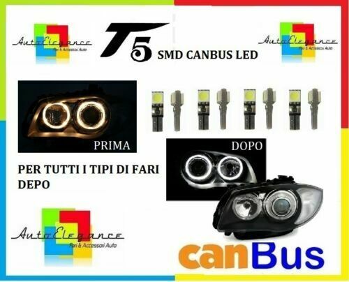 20 pezzi t5 canbus led smd 5050 angel bianchi per fari bmw e87 serie 1 6000k AUTOELEGANCERICAMBI
