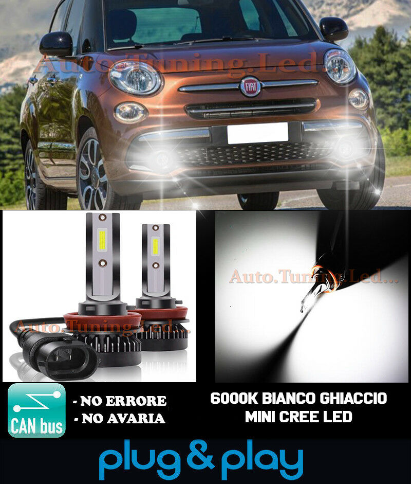 LAMPADE FENDINEBBIA A LED CREE FIAT 500L 500 L CAMBUS BIANCO GHIACCIO 8000LM