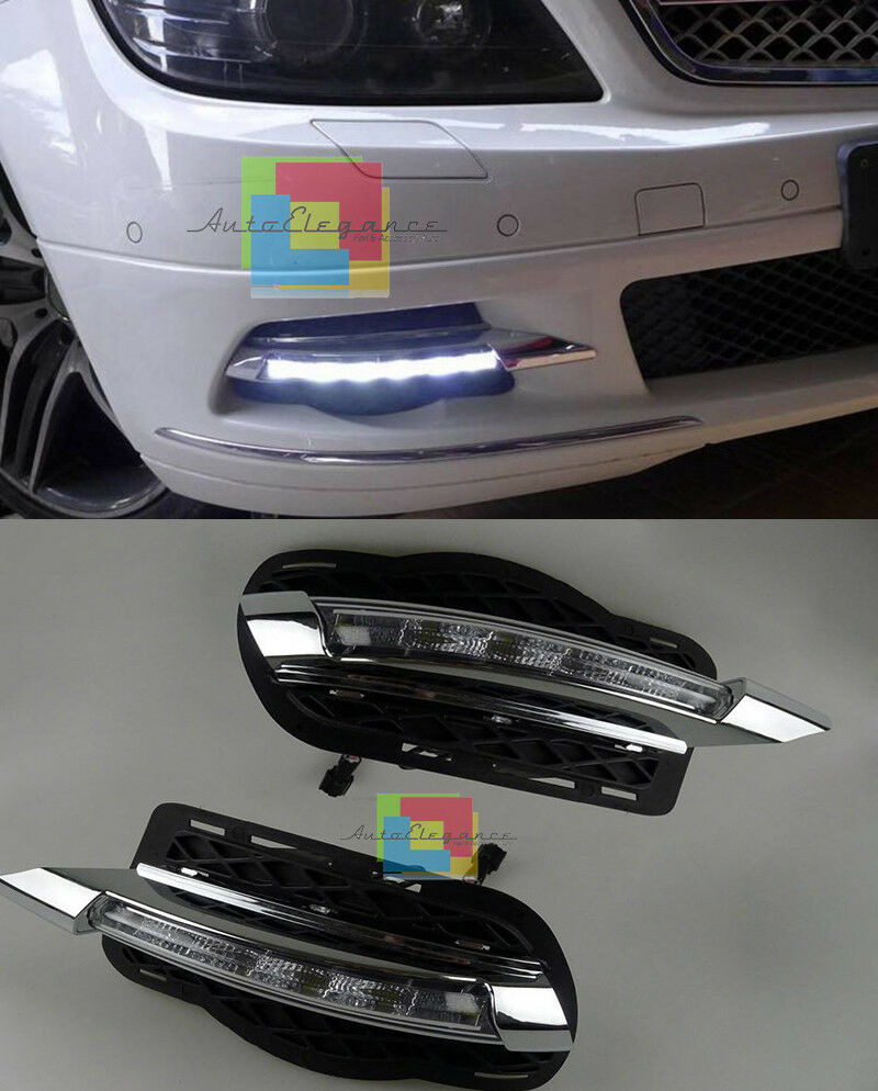MERCEDES CLASSE C W204 2007-2011 GRIGLIE FENDINEBBIA LUCI DIURNE LED 6000K