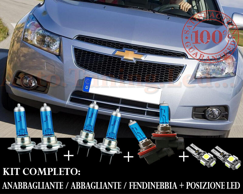 CHEVROLET CRUZE SET COMPLETO LAMPADE BLU XENON + POSIZIONE A LED AUTOELEGANCERICAMBI