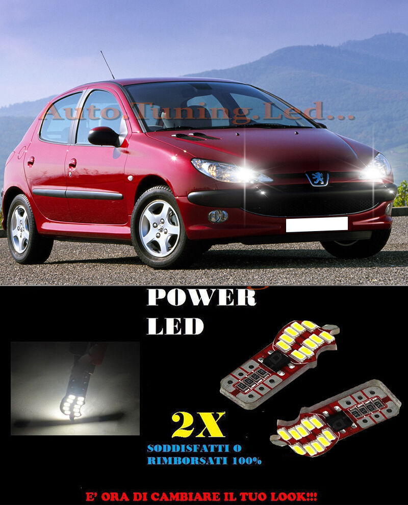 LUCI POSIZIONE PEUGEOT 206 1998-2008 CANBUS T10 BIANCO 20 LED SUPER QUALITA