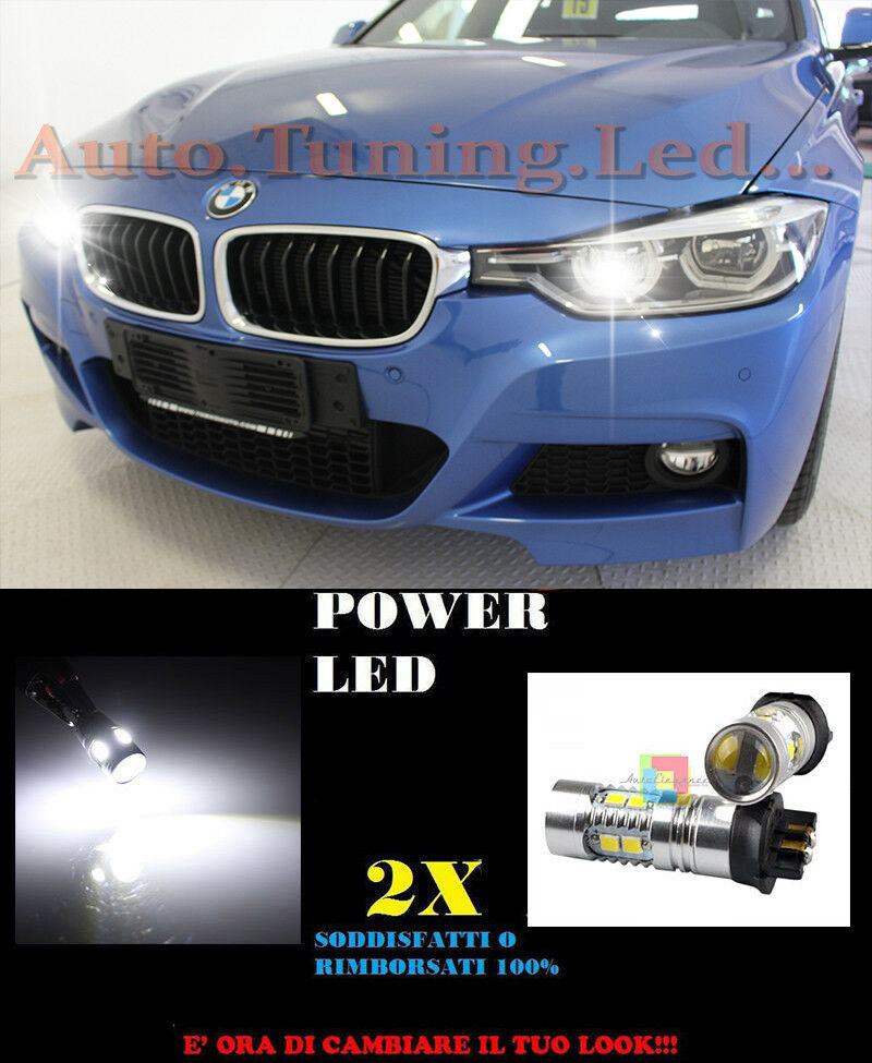 LUCI DIURNE DLR BMW SERIE 3 F30 F31 2011+ CANBUS PW24W BIANCO LED SUPER QUALITA