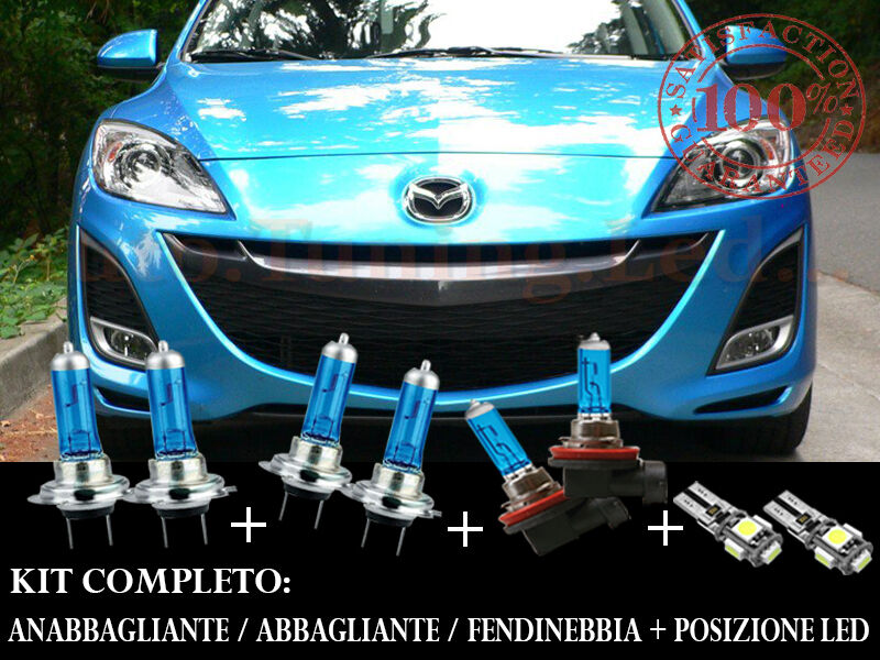 MAZDA 3 2009-2012 SET COMPLETO LAMPADE BLU XENON + POSIZIONE A LED