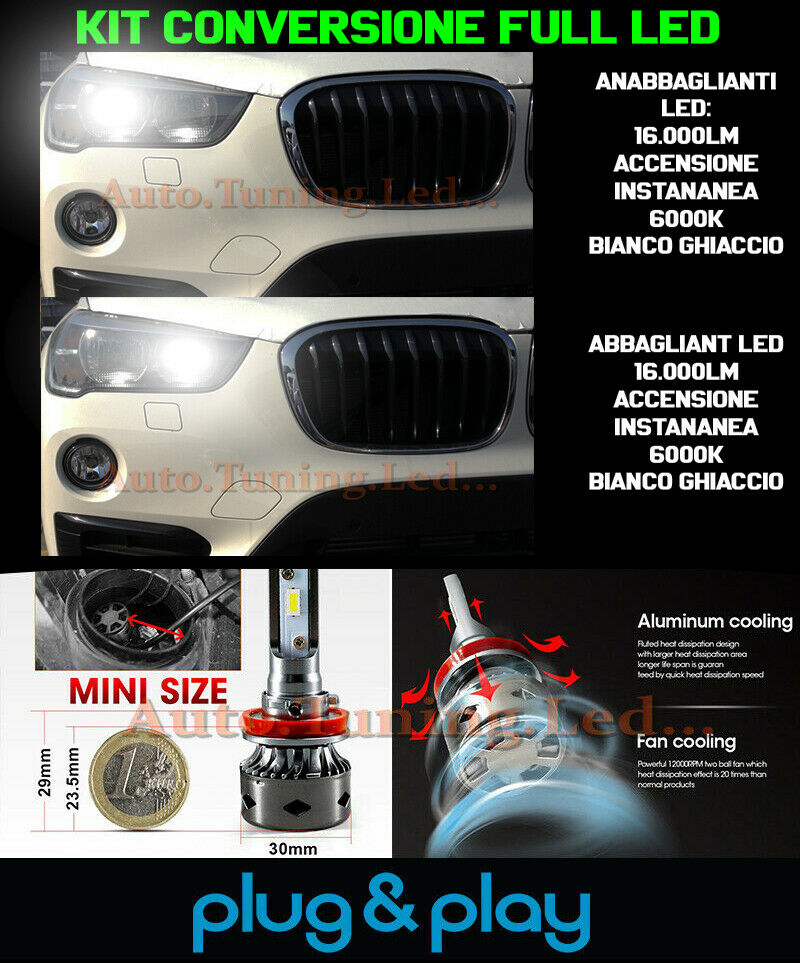 LOW BEAM + HIGH BEAM LED 16,000LM FOR BMW X1 e84