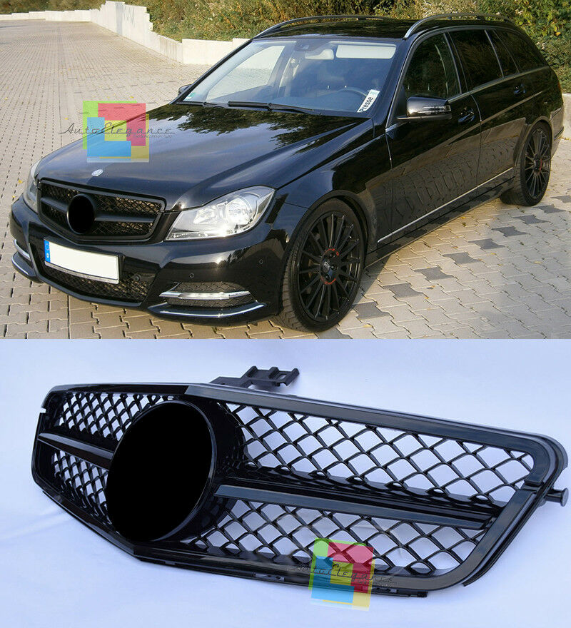 FRONT GRILLE MERCEDES-BENZ C-CLASS W204 2007-2014 AMG LOOK BLACK