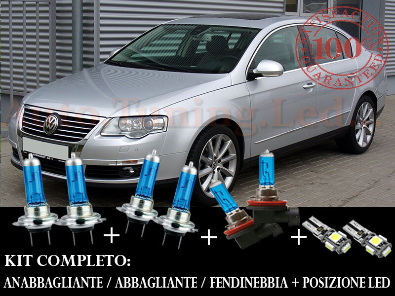 VW PASSAT 3C B6 2005-2010 SET COMPLETO LAMPADE BLU XENON + POSIZIONE A LED