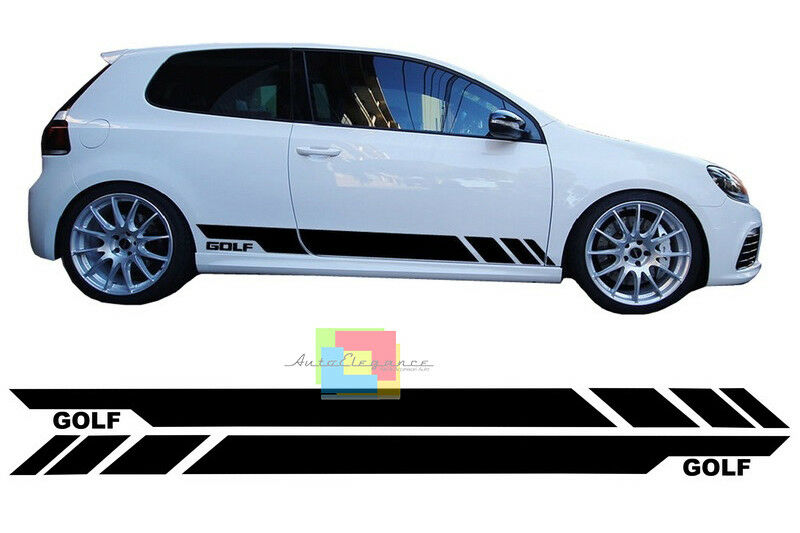 VW GOLF 5 6 7 STICKER VINYLS ON THE SIDES WITH BLACK LOGO TUNING LOOK