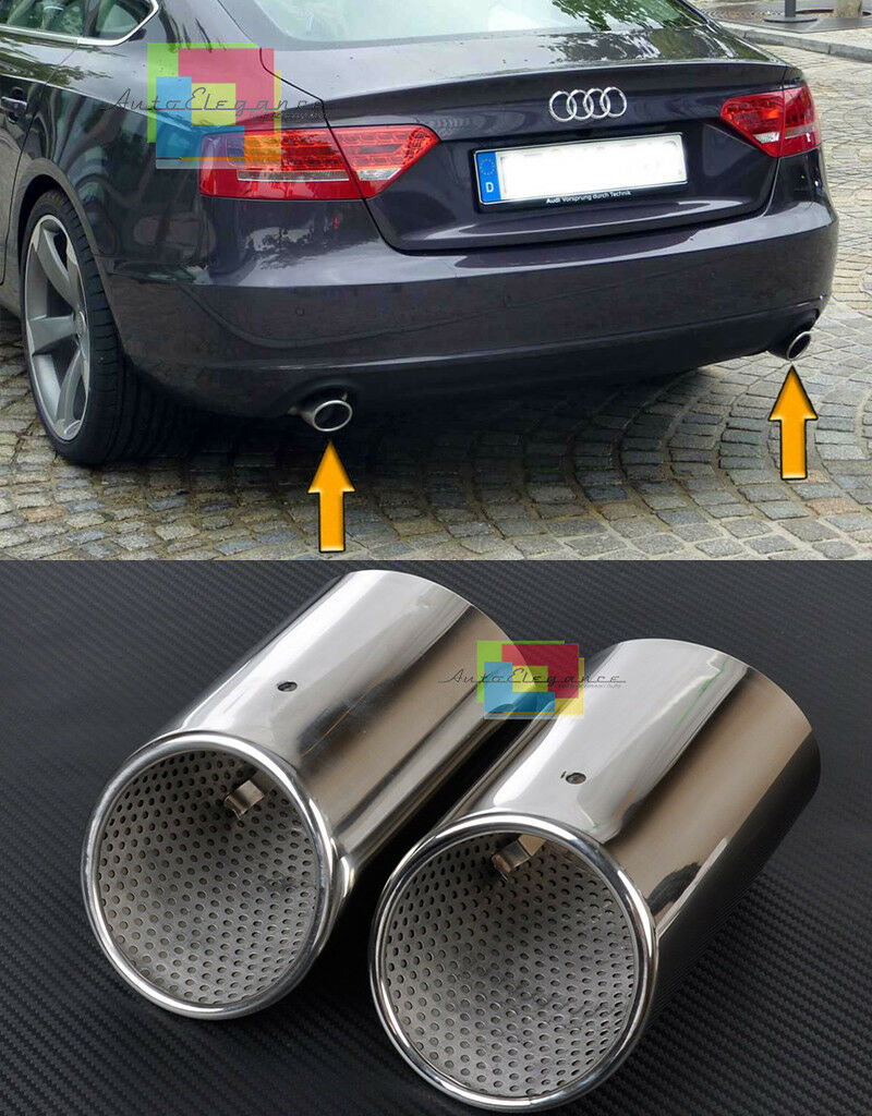 AUDI A5 SPORTBACK 2008+ COPPIA TERMINALI DI SCARICO CROMATI ACCIAIO INOX SLINE AUTOELEGANCERICAMBI