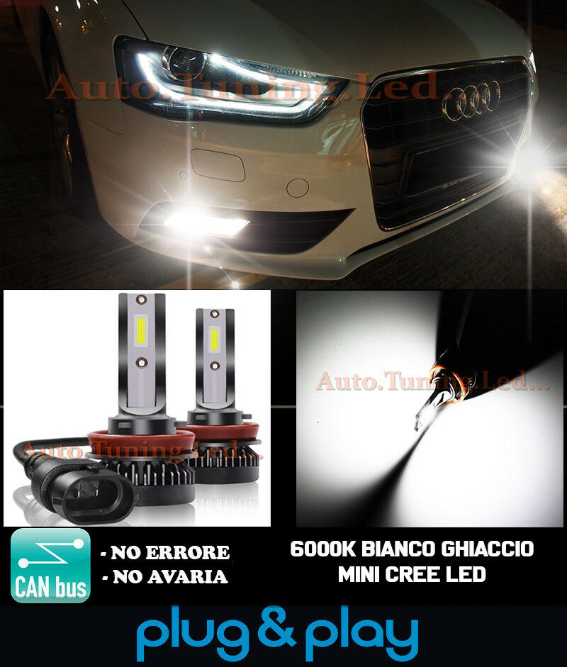 LAMPADE FENDINEBBIA A LED CREE AUDI A4 B8 LIFT CAMBUS BIANCO GHIACCIO 8000LM